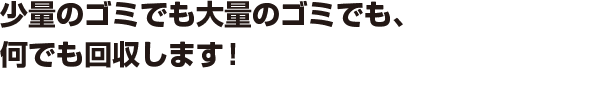 少量のゴミでも大量のゴミでも何でも回収します!